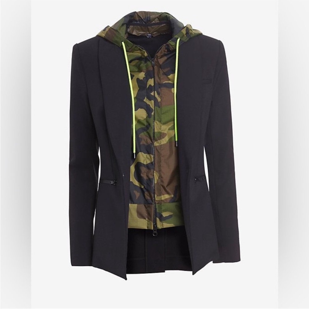 $248 Veronica Beard Camo Dickey Jacket blazer vest insert dual zip nylon fun!